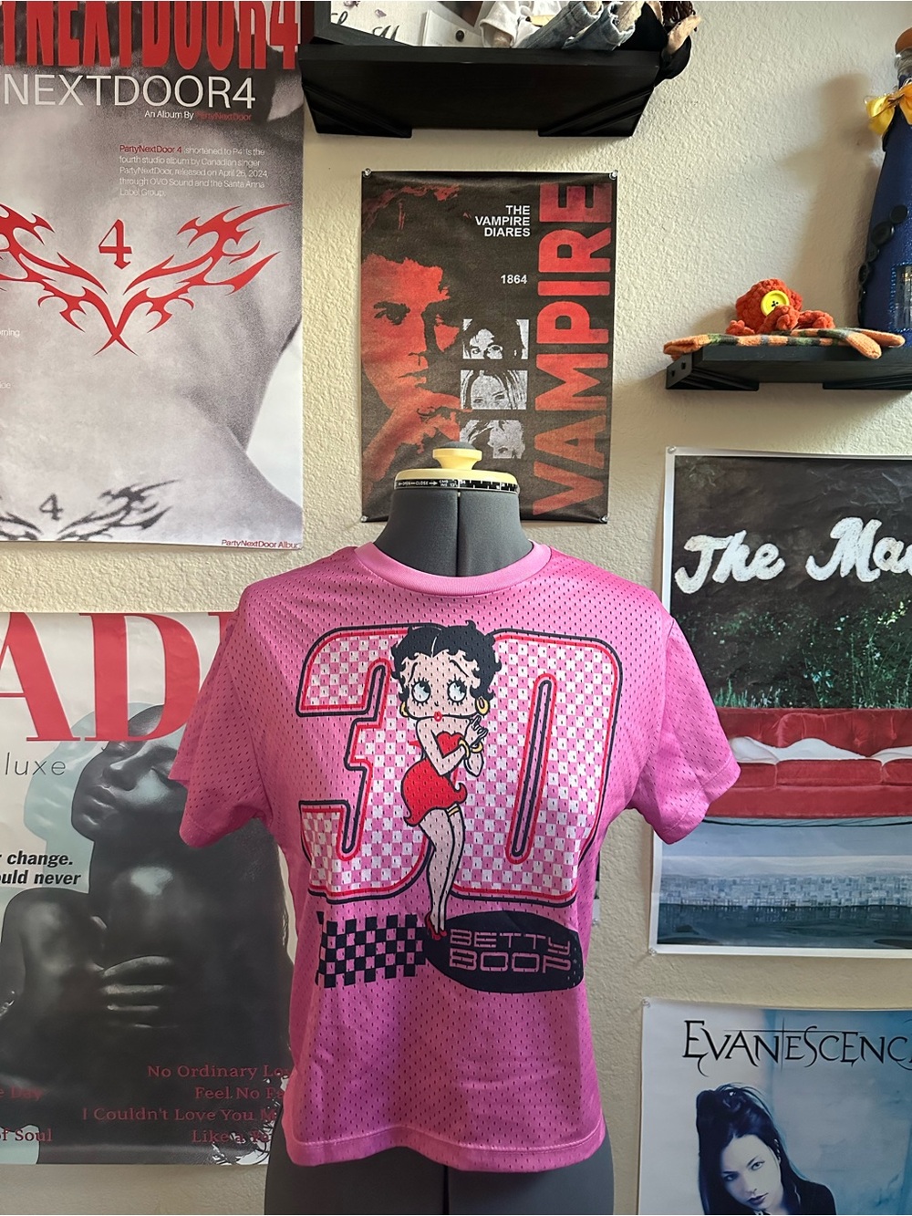 Betty Boop Pink Mesh Tee with 30 Graphic